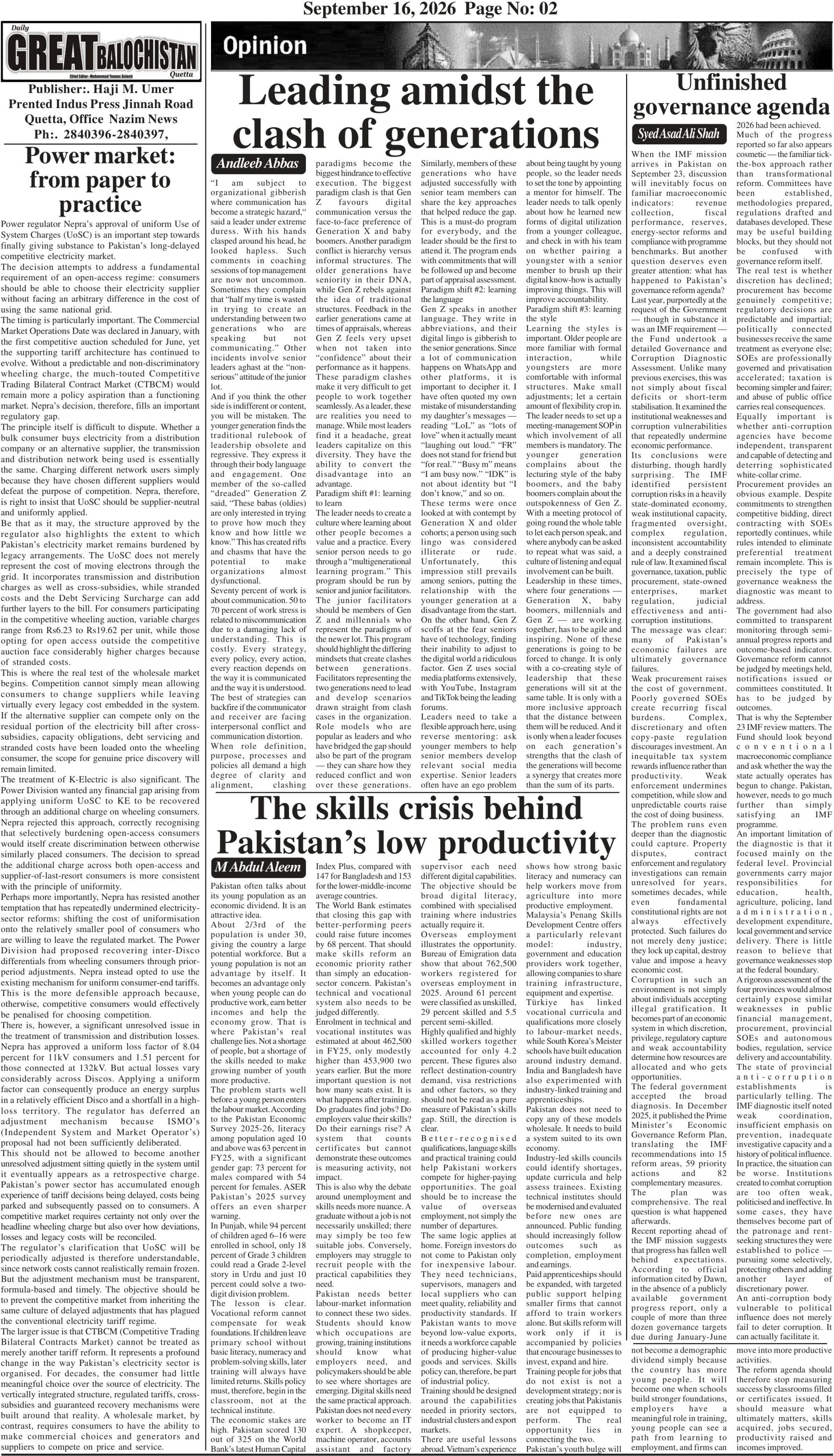 Daily Great Balochistan Quetta 15-Sept 2026 — page 2