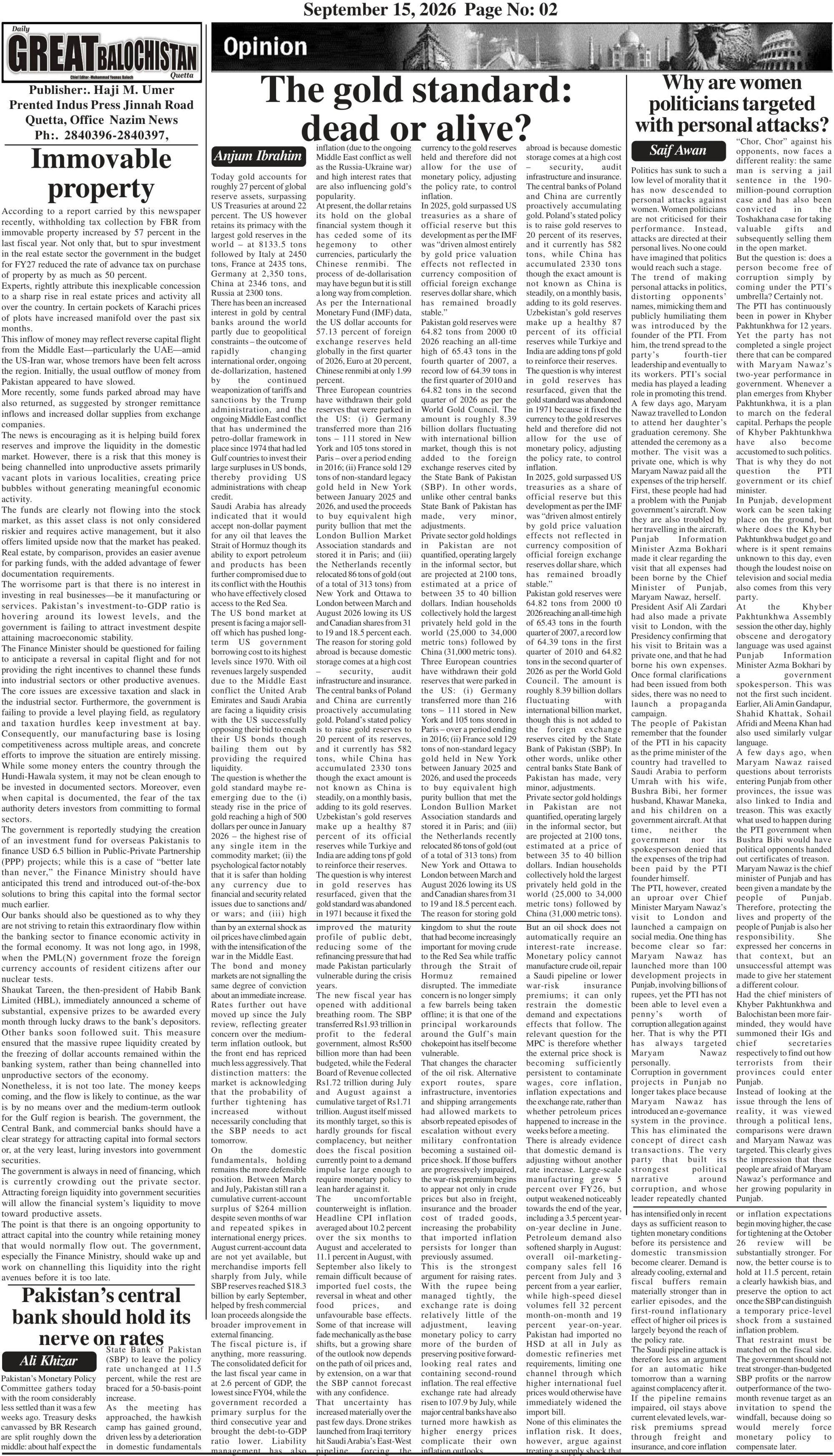 Daily Great Balochistan News 16 Sept 2026 — page 2